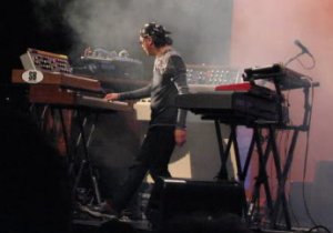 Ryo with his own MiniMoog and a borrowed (?) M400